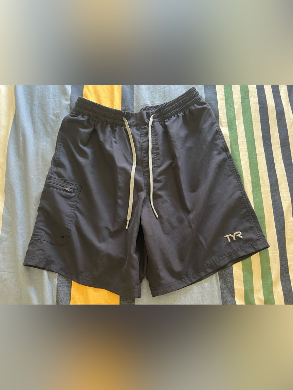 TYR Navy Blue Men's Swim Trunks with Drawstring